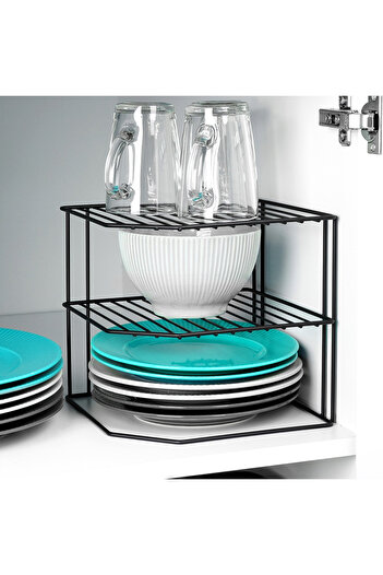 shumee Black metal corner kitchen shelf