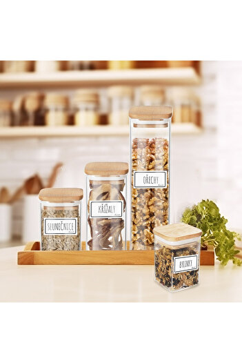 shumee Glass container for bulk products with lid and seal 320 ml