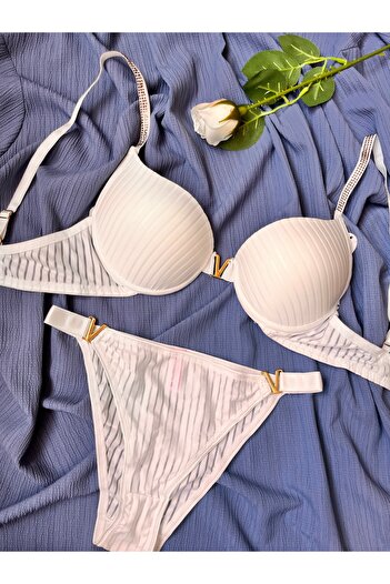 beshineunderwear Lunera V White Bra Set
