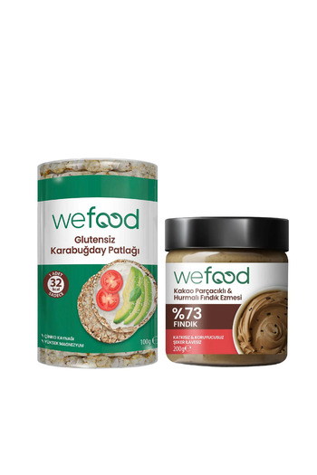 Wefood Hazelnut Paste with Cocoa Chips 200 Gr + Gluten-Free Buckwheat Puff 100 Gr