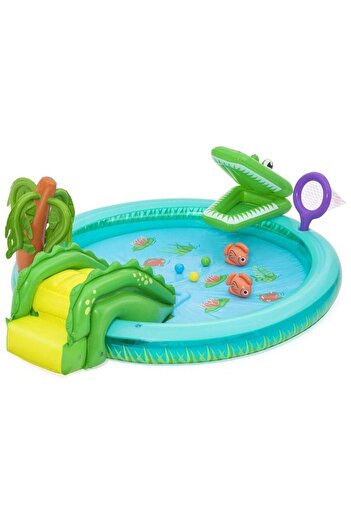 BESTWAY Crocodile Cove Play Center Inflatable Water Park for Kids with Slide