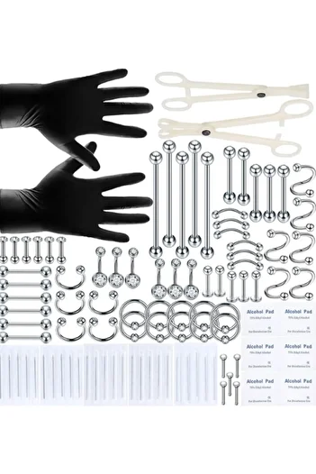 RAHEL 84-piece set for piercing stainless steel, Pliers, Jewelry, Silver