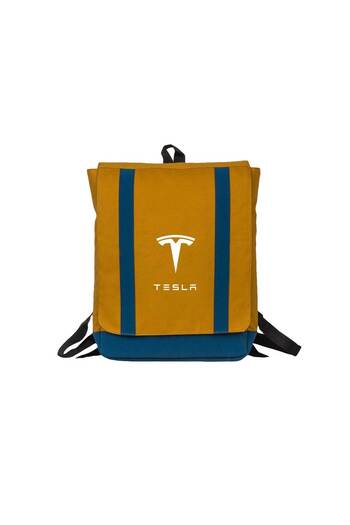 CrowsGate Tesla Logo Text Yellow Backpack