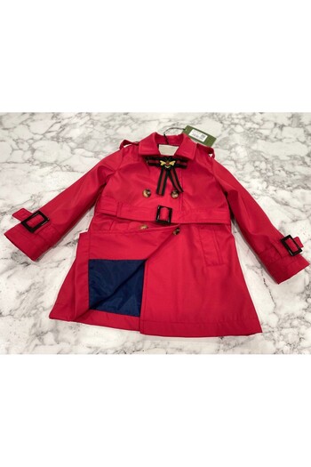 HÇ Hülya Çelik KİDSWEAR 2018 Girl's Trench Coat Red Trench Coat