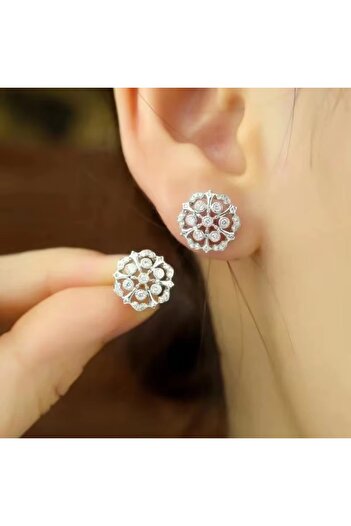 Choice E3271 Huitan Bright Flower Cubic Zirconia Stud Earrings for Women Aesthetic Delicate Wedding Party J