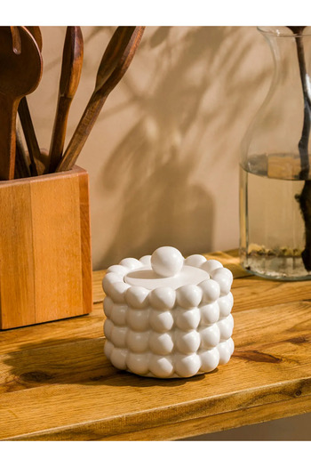 LC Waikiki Lcw Home White Ceramic Bonbon Jar 11 cm