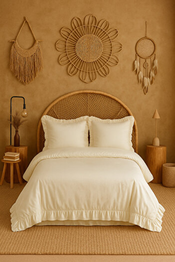 Violacasa Double Ruffle Duvet Cover Set 100% Cotton Private