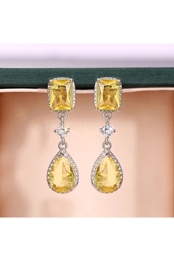 Choice E3039 Huitan Fresh Pink/Yellow Cubic Zirconia Dangle Earrings for Women Temperament Elegant Female E