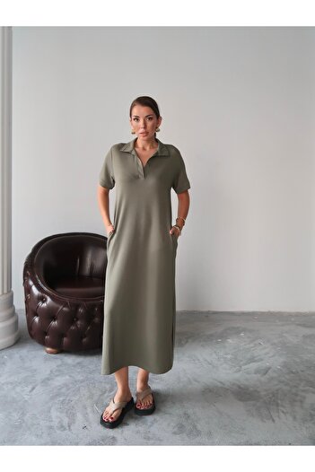 Paw Garage Women's Penny Long Polo Neck Pocket Dress