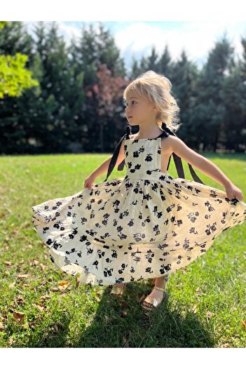 Balerinikizler Baby&Kids Bağlamalı Çiçek Kız Çocuk Elbise