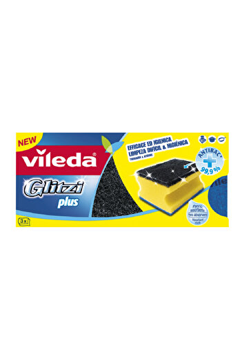 Vileda Glitzi Plus Dish Washing Sponge, 3 Pcs