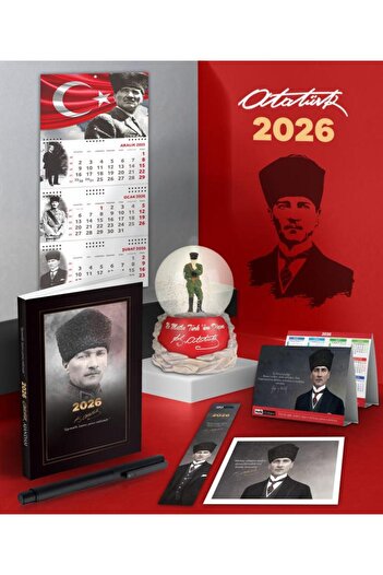 Mor kelebek 2026 Ататюрк Командирски Дневник - Звезден Календар за стена - Календар за бюро - Химикал и Иzmir Марш Снежна топка