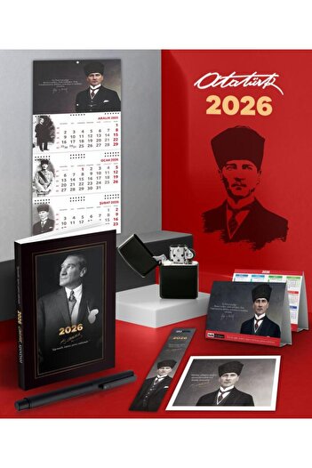 Mor kelebek 2026 Ататюрк Истикбал Агенда - Гази стенен календар - Настолен календар - Химикалка и бензинова запалка