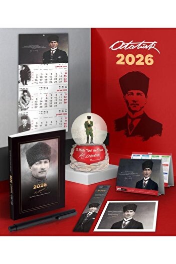 Mor kelebek 2026 Ататюрк Командирски Дневник - Гази Стена Календар - Настолен Календар - Химикалка и Измир Марш Снежна Кула