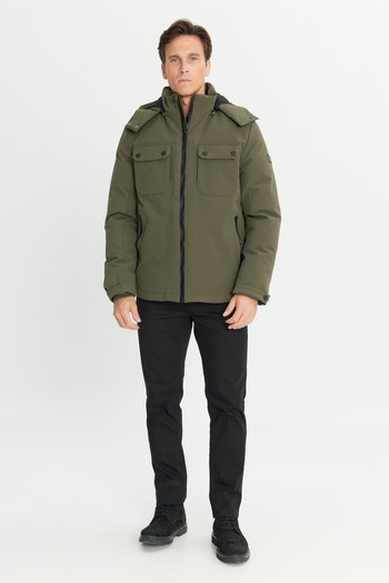 ALTINYILDIZ CLASSICS Men's Khaki Standard Fit Normal Cut down Jacket with Thermometer and Side Pockets