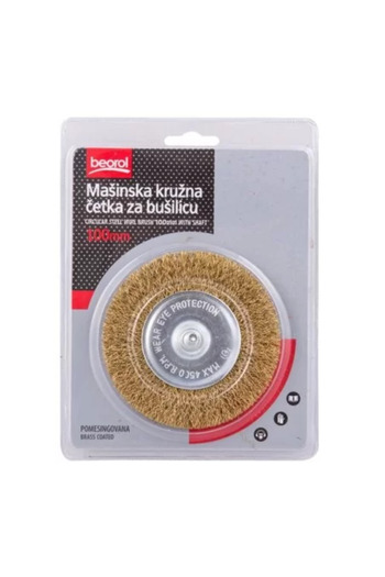 beorol Brass Wire Brush, Circular, with Shaft, 100 mm,