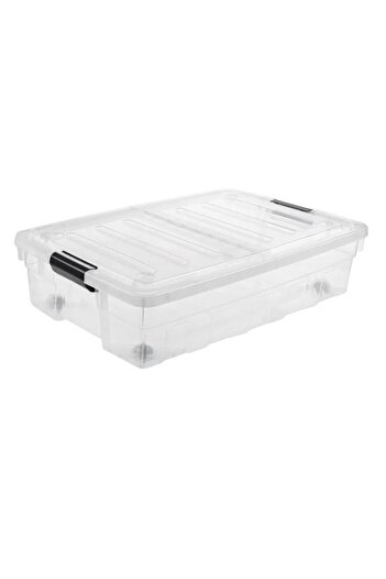 divendi-ro Storage box, plastic, with lid, capacity 60L, transparent