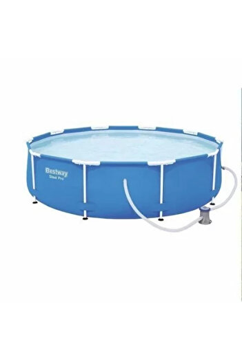 BESTWAY Metal Frame Pool, Round, with Filter, Blue, 366 x 76 cm, Steel Pro