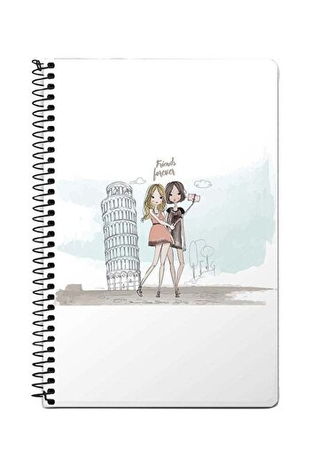 Stylizedd Friends Forever A5 Spiral Notebook White/Grey