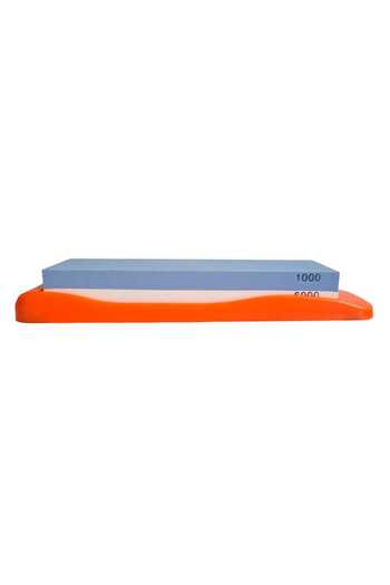 SDX Market Knife sharpening stone with 2 grits, 1000 / 6000, 205 mm x 55mm, with non-slip plastic support