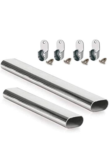 Generic 4basix 95cm Wardrobe Bar, Wardrobe Hanging Rod, Closet Shelf & Rod Brackets, Oval Closet Rail Custo