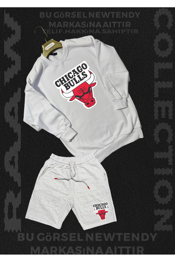 Minikelya Chigago Bulls Print Crew Neck Combed Cotton Shorts Cotton Bottom Top Fan Set