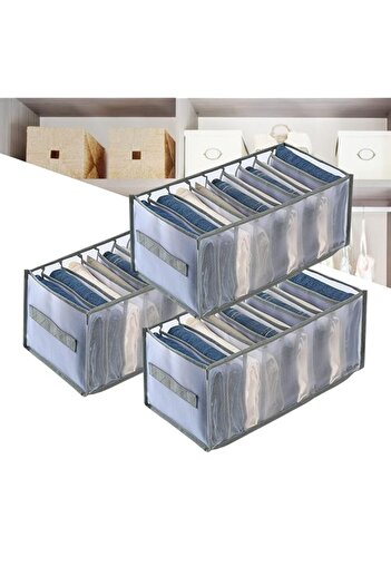Generic ARCHAEOPTERYX Wardrobe Clothes Organizer, 3 Pack 9 Grids Foldable & Washable Jeans Compartment Stor