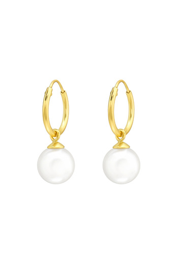 Eva Grace Rita silver earrings, round, 24K gold plated, with pearls