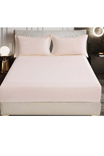 Geneic Fitted Sheet Set: Twin Size Solid Bed Cover Set (120 * 200 cm) with Pillows and 30 cm Extra Deep Bru