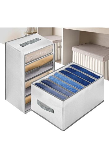 Generic ARCHAEOPTERYX Wardrobe Clothes Organizer, 2 Pack 7 Grids Washable & Foldable Jeans Compartment Stor