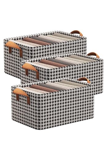 Generic ECVV 3 Pack Wardrobe Clothes Organizer Foldable Non-woven with Steel Frame Stackable Drawer Closet