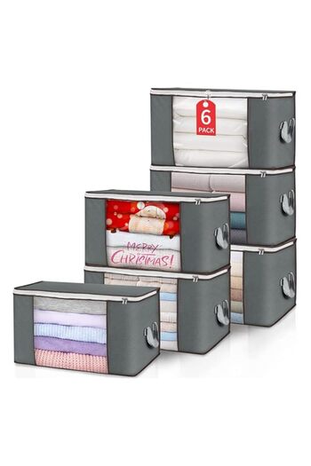Generic 6 Pack Clothes Storage Bins,90L Large Storage Bags Foldable Closet Organizers Storage Containers Mo