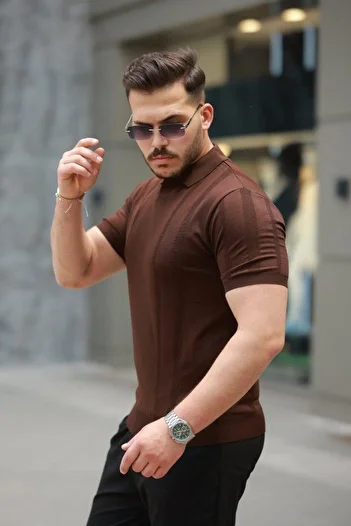 Aymood Ανδρικό κοντομάνικο μπλουζάκι με γιακά νοσοκόμας