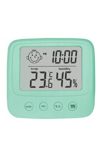dalip Thermometer with Hygrometer for Baby Room, LCD Display, 8.5x8x2.3cm, Turquoise