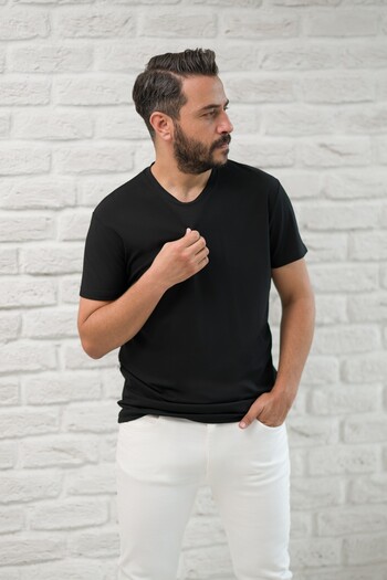 Paul Martin Slimfit Fit Crew Neck Rayon Πλήρες μπλουζάκι Lycra