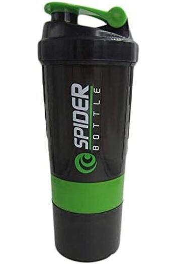 CI Protein Shaker with Storage 500ml, Green and Black, Plastic, by Spider Bottle