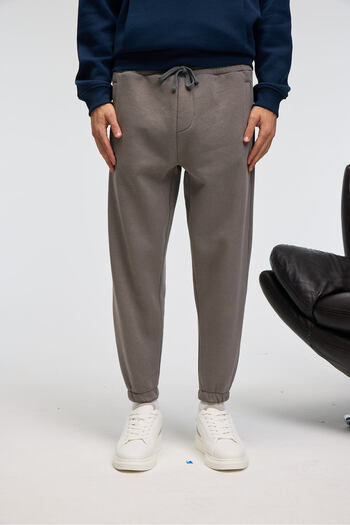 GRIMELANGE Ansel men's elastic tight leg three pocket soft organic cotton dark gray sweatpants
