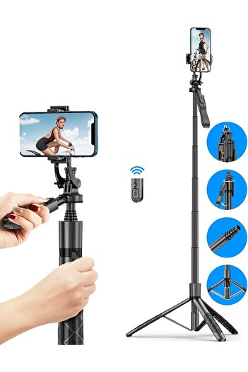 Generic Selfie Stick Phone Tripod with Remote, 153cm Extendable Tripod Stand Compatible with iPhone