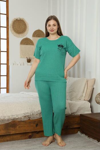 FORVENS Plus Size Women's Pajama Set with Printed Pattern