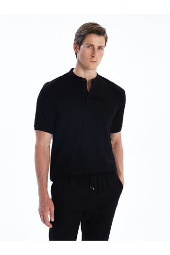LC Waikiki Black Judge Collar Men's T-Shirt