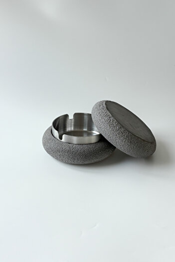 sin istanbul Textured Lid Steel Ash Tray Gray