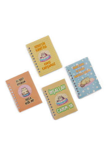 repro design Mini 4-Piece Mottou Spiral Hard Cover Striped Notepad A6 40 Sheets Model 2