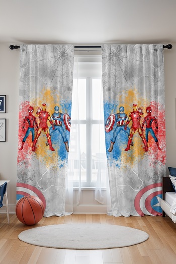 EVPANYA Gray Super Heroes Patterned Children's Baby Room Background Curtain (Single Wing Pricing)