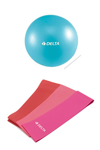 Delta 3 Pieces Pilates Band 3 Resistance Bands in Different Resistances, 20 cm Mini Balance Exercise Pilates Ball Set