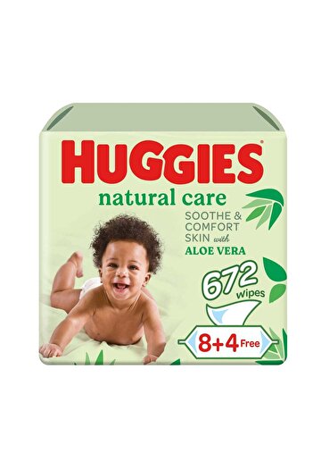 Huggies Natural Baby Wipes, Aloe Vera Wipes, 12 Pack x 56 Wipes, 672 Count