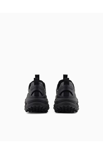 Emporio Armani Erkek Kalın Taban Bağcıklı Taban Arkası Marka Yazı Desenli Siyah Sneaker EM003035 AF18226-MC105