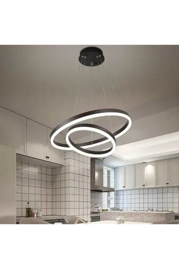 LED CONCEPT LED chandelier with 3 types of light and remote control, white, brown, 100W, dimmable, 50x50x100cm