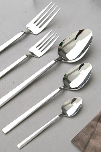 Lugga Nature Food - Dessert Fork Spoon and Tea Spoon Set 12 Person 60 Pieces
