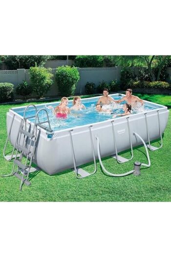 BESTWAY Power Steel Rectangular Pool Set, Multi-Colour, 4.04 x 2.01 x 1.00 m