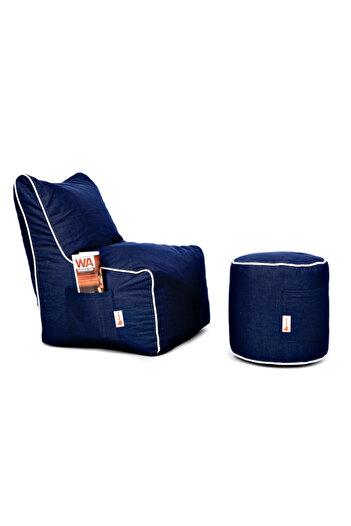 fluffy Navy Bean Bag Chair with Comfortable Pouf - Modern Design for Living Rooms and Game Rooms